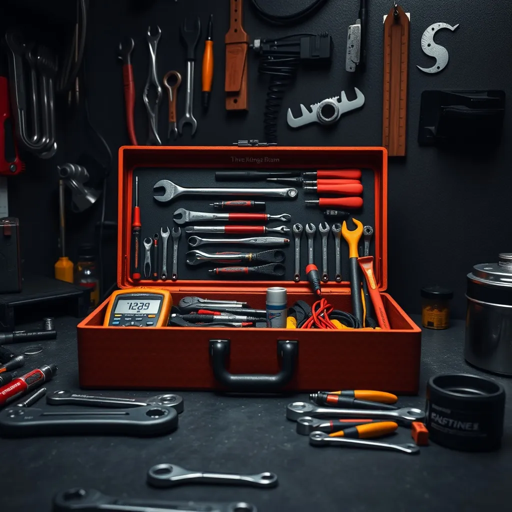 A professional organized toolbox with high-quality mechanica
